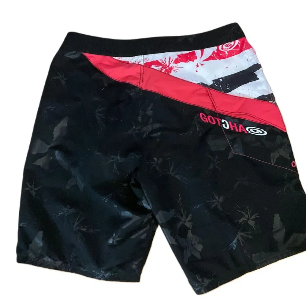 NEW Gotcha Mens Boardshorts Swim Trunk Patterned Drawstring‎ Knee Length Size 38